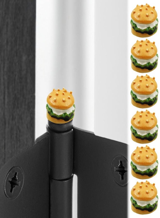 Wallertree Mini Hamburger Hinge Toppers Set of 6 - Burgers Magnetic Hinge Heads Decorative Topper - Fastfood Miniature for Door Decoration - Image 1